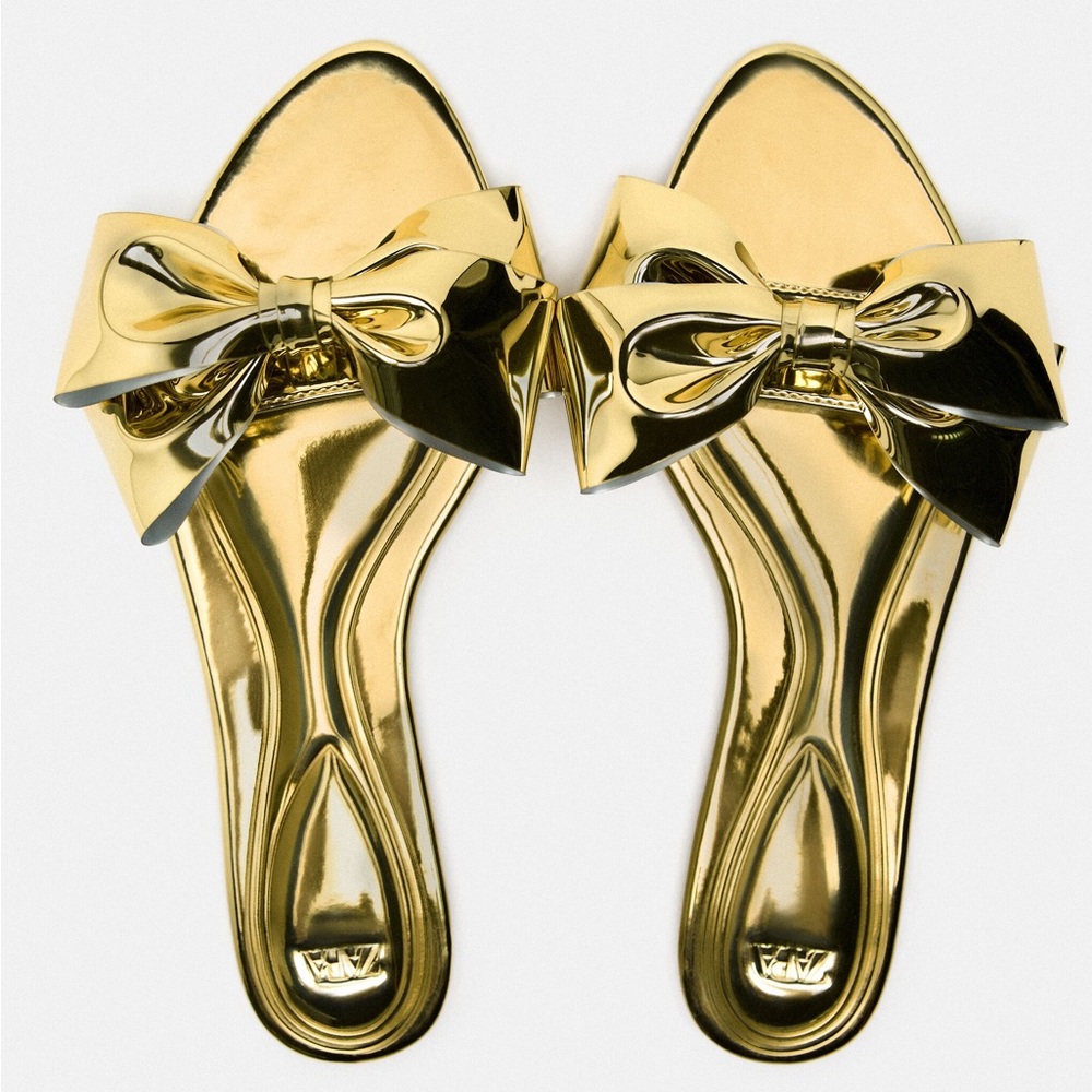 Zara Flat Sandals With Bow